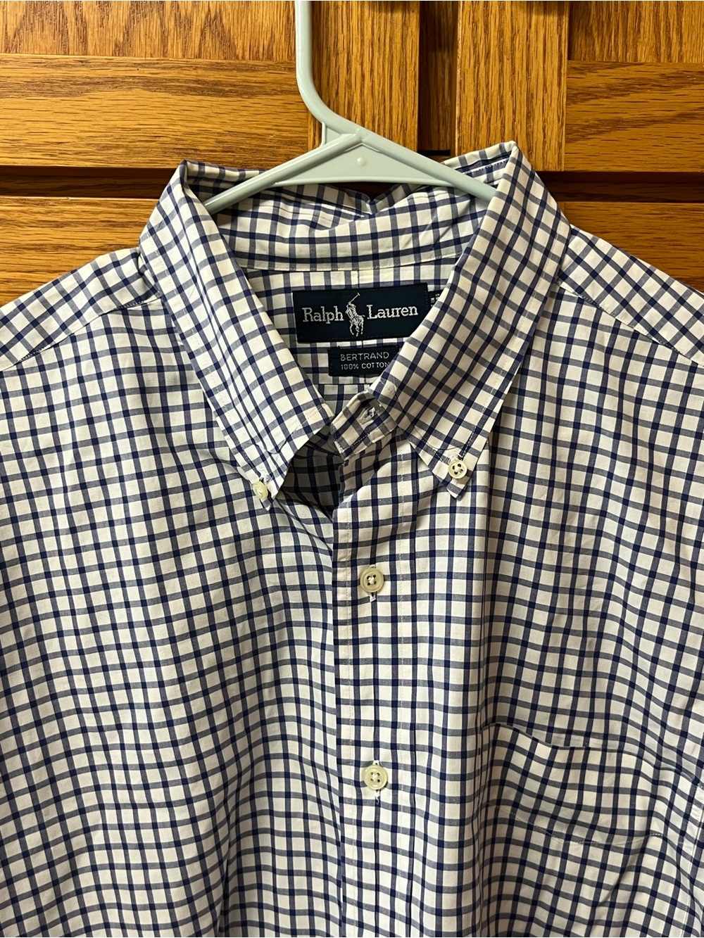 Ralph Lauren Bertrand White and Blue Checked Button-Down Shirt